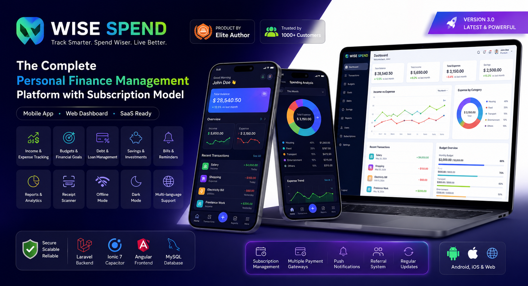 Wise Spend - Personal Finance Management App & Website (Subscription Based)