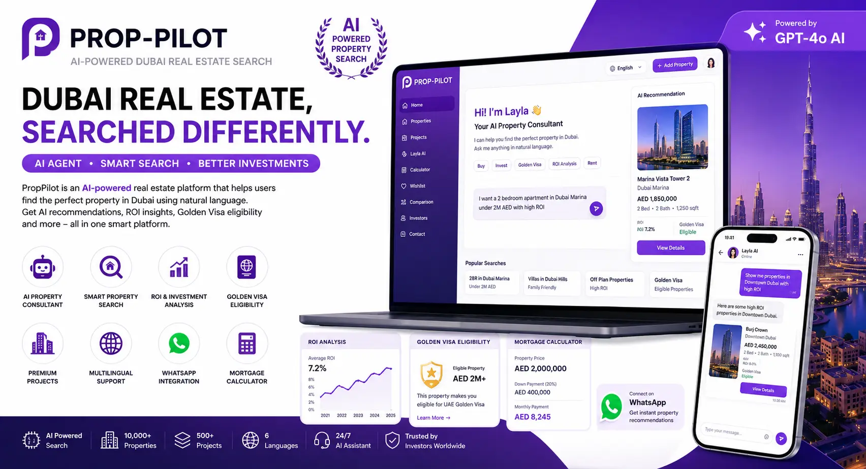 PropPilot - AI-Powered Real Estate Search Platform with WhatsApp AI Assistant | Dubai & UAE | Laravel